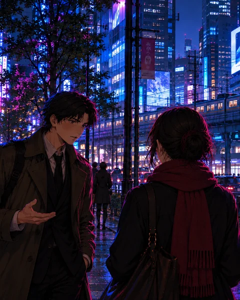 A rainy Tokyo street at night